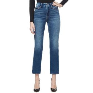 GOOD AMERICAN Good Curve Straight Leg Jeans Crop Ankle Length Blue 190 Sz 4/27